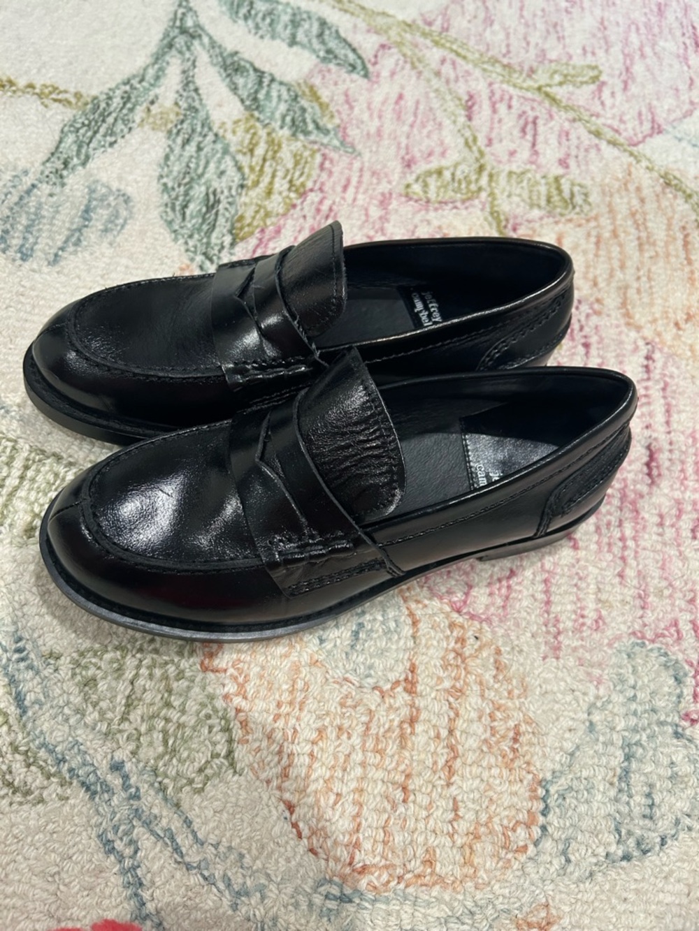 New Jeffrey Campbell Black Leather Penny Loafers Women’s size 6 - Picture 3 of 7